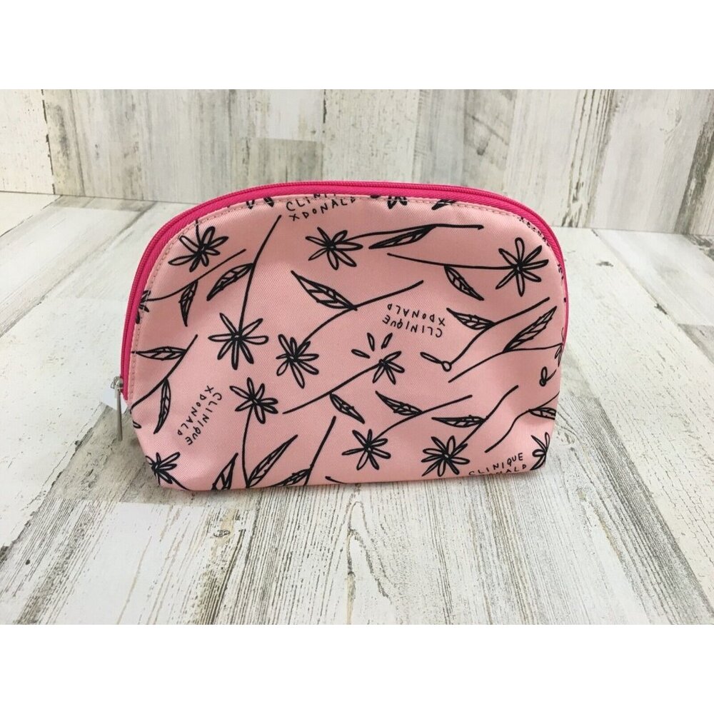 Clinique x Donald Makeup Bag Pink Flowers NWT